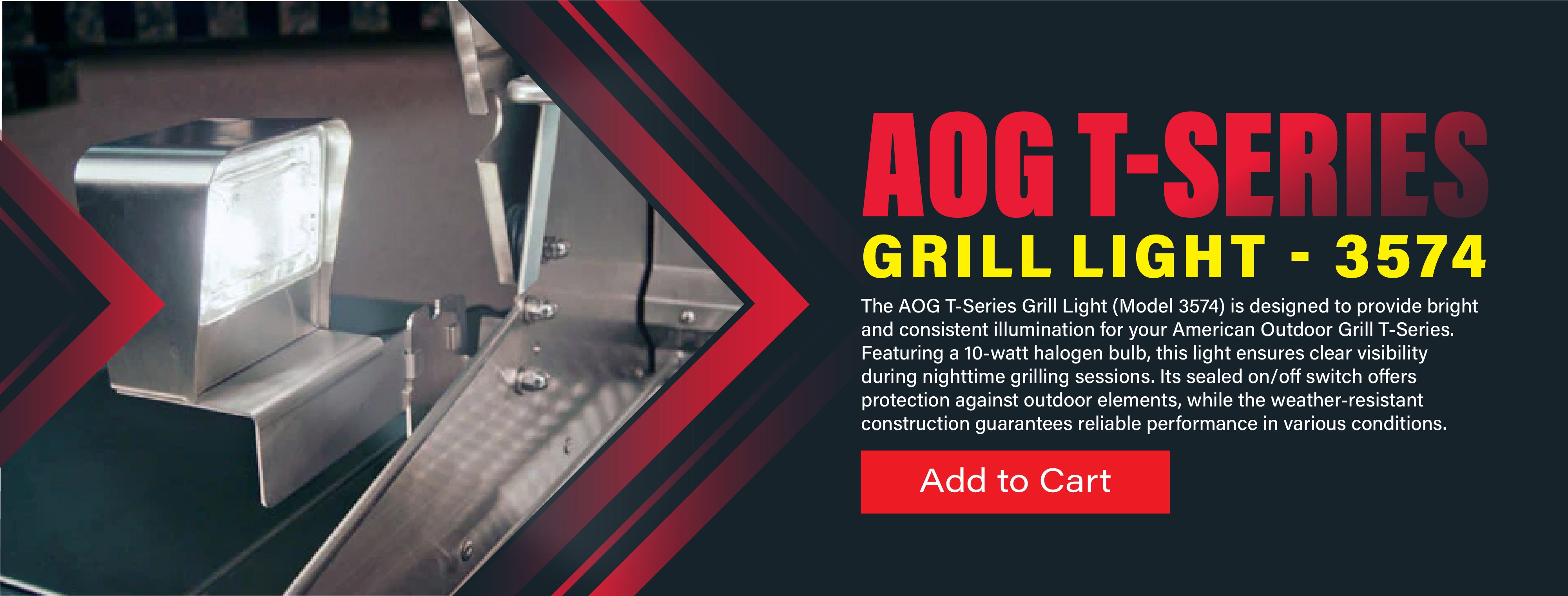 AOG T-Series Grill Light Model 3574 halogen bulb for American Outdoor Grill with weather-resistant design