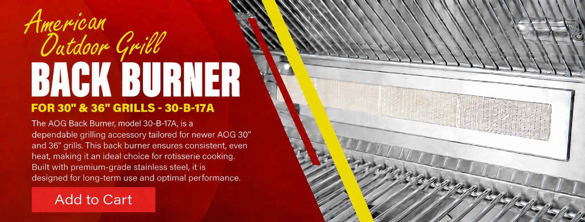 AOG 30" & 36" Grill Back Burners for 2018 & newer grills
