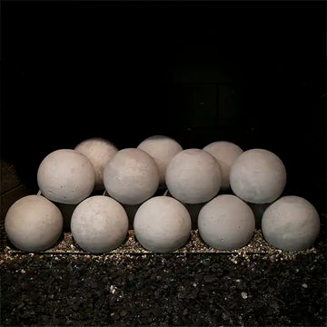 Real Fyre Spheres 2" thru 6" - Epic Black or Graystone - Gas Fire - Barbecue Parts Depot - White Balls