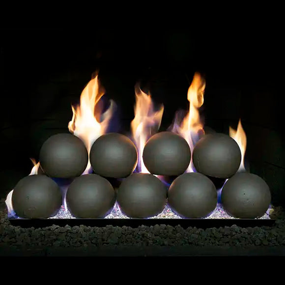 Real Fyre Spheres 2" thru 6" - Epic Black or Graystone - Gas Fire - Barbecue Parts Depot