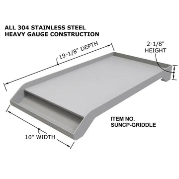  Sunstone Solid Steel Powder Coated Griddle – SUNCP-GRIDDLE - Dimensions